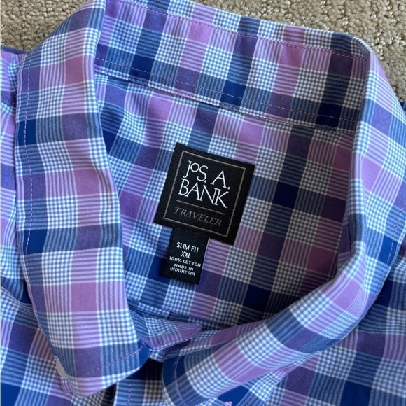 Jos. A. Bank Traveler Purple/Blue Plaid Long Sleeve Button Down Shirt Slim XXL - Picture 5 of 11